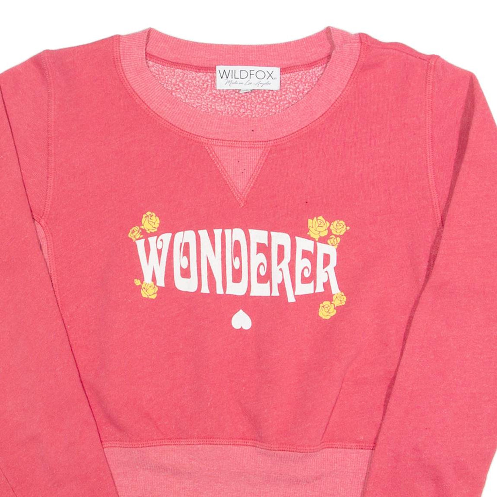 WILDFOX Wonderer Cropped Womens Sweatshirt Pink XS