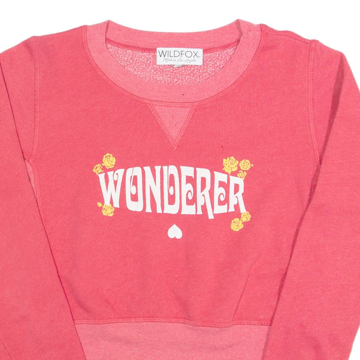 WILDFOX Wonderer Cropped Womens Sweatshirt Pink XS