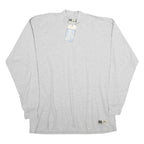 RUSSELL ATHLETIC Mens Grey Long Sleeve Crew Neck T-Shirt XL Plain Cotton Comfort