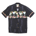 PARADISE FOUND Mens Black Rayon Cocktail Print Shirt S Vacation Party Summer