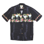 PARADISE FOUND Mens Black Rayon Cocktail Print Shirt S Vacation Party Summer