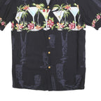 PARADISE FOUND Mens Black Rayon Cocktail Print Shirt S Vacation Party Summer