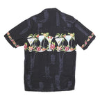 PARADISE FOUND Mens Black Rayon Cocktail Print Shirt S Vacation Party Summer