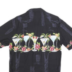 PARADISE FOUND Mens Black Rayon Cocktail Print Shirt S Vacation Party Summer