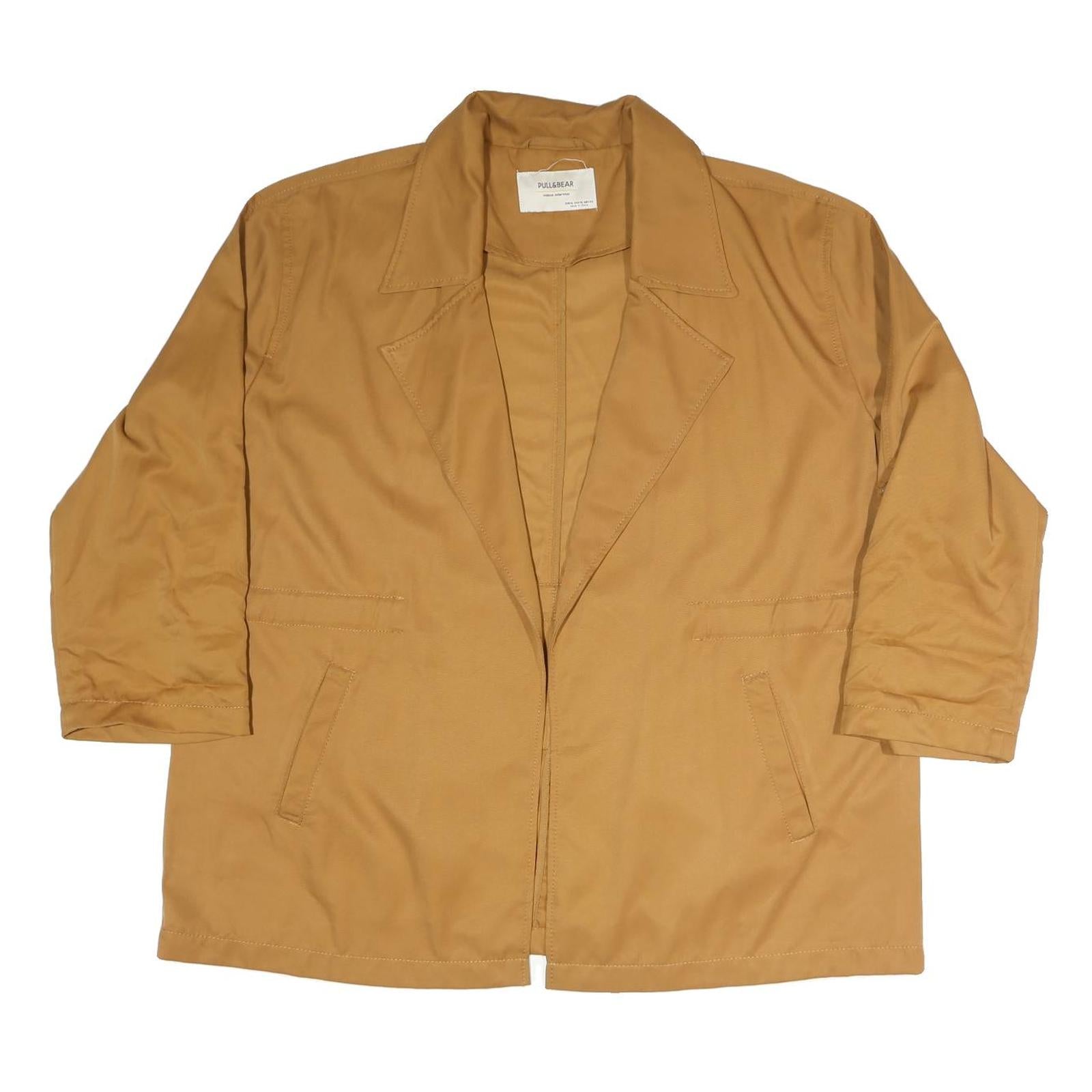 PULL&BEAR Womens Beige Coach Jacket XL Polyester Blend Woven Plain Relaxed Fit