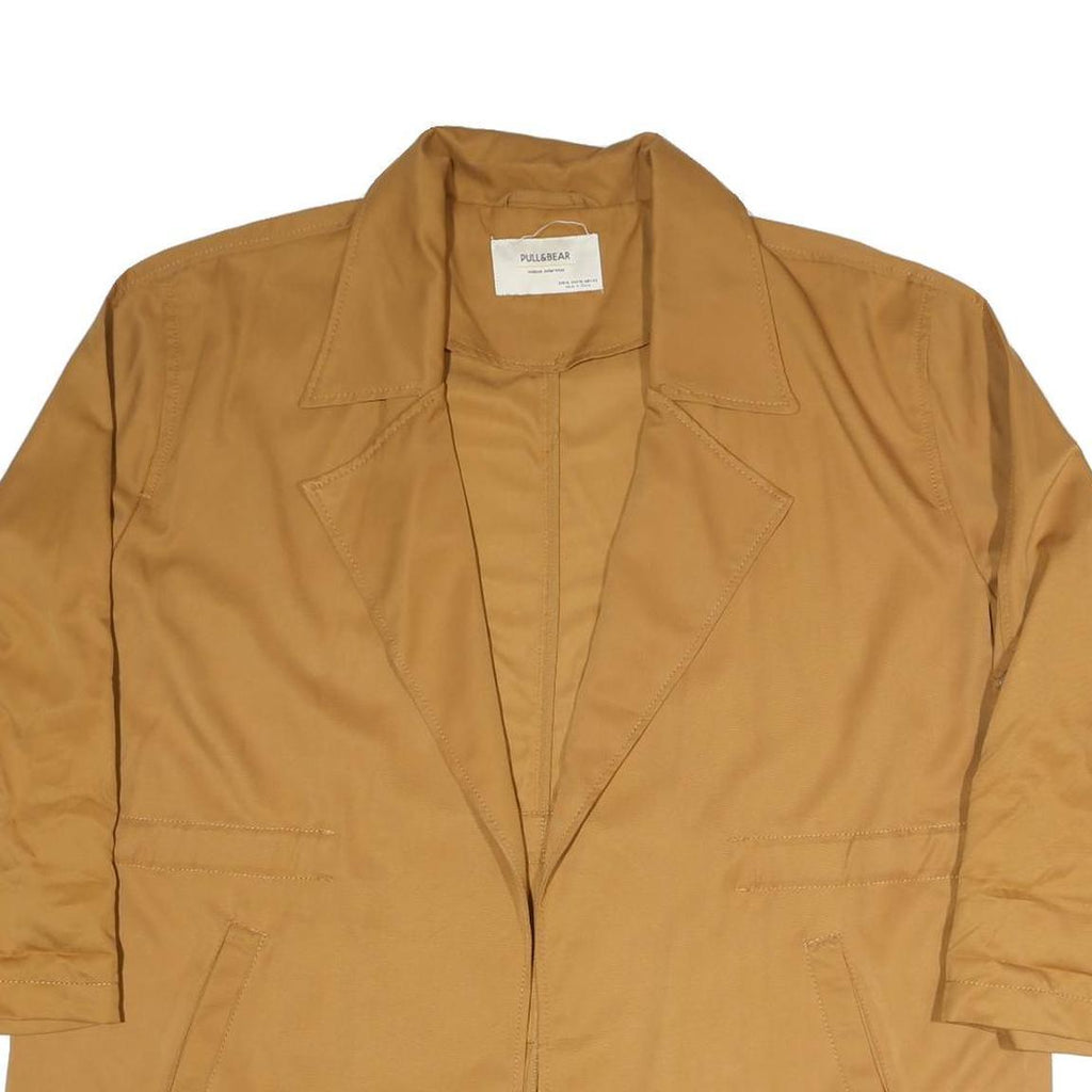 PULL&BEAR Womens Beige Coach Jacket XL Polyester Blend Woven Plain Relaxed Fit