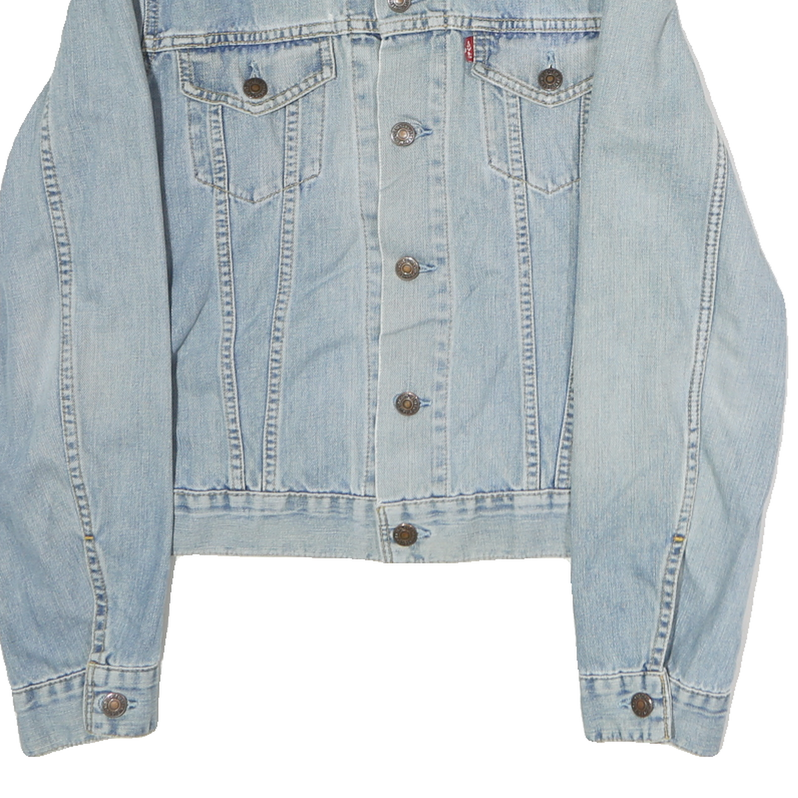 LEVI'S Mens Blue Denim Button Jacket M Cotton Plain Classic Fit Casual