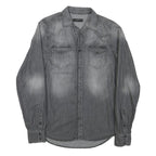 DIESEL Mens Grey Denim Shirt M Long Sleeve Casual Button Pocket Fashion