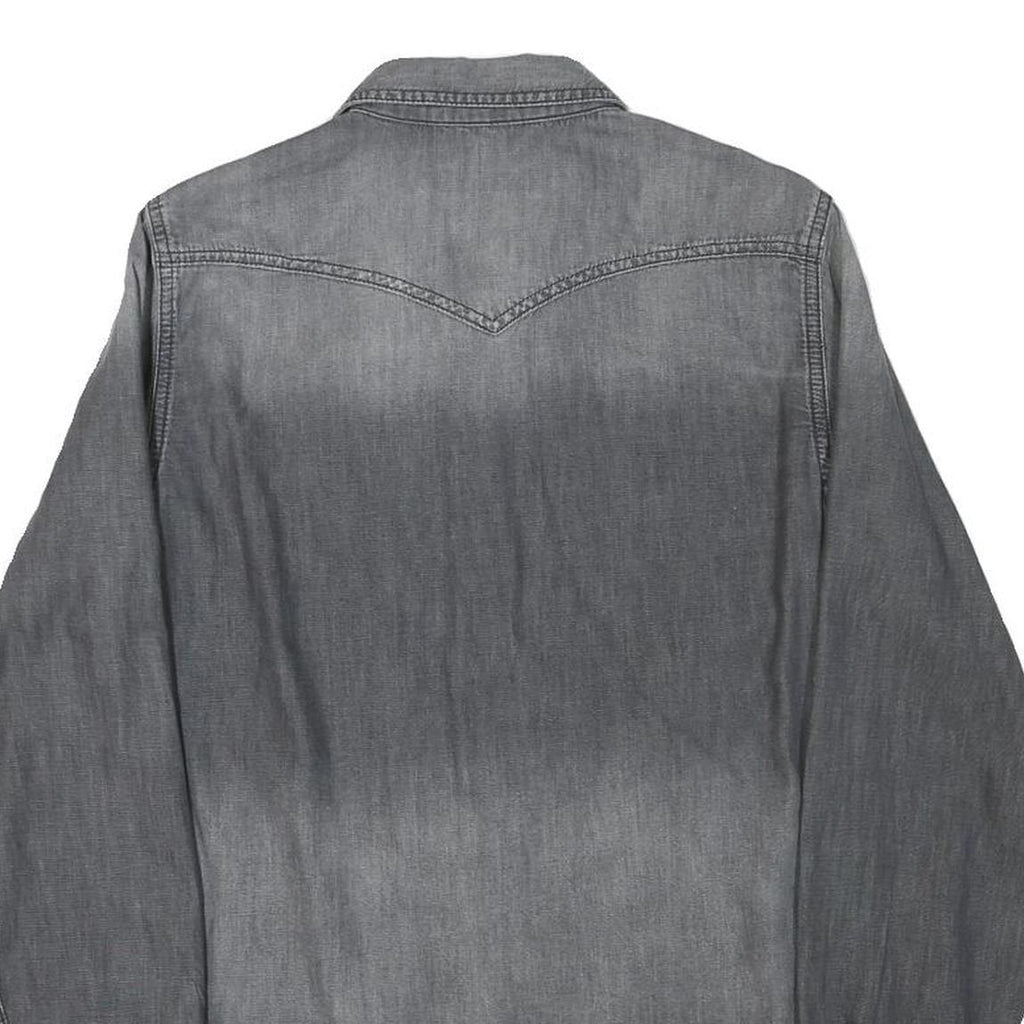 DIESEL Mens Grey Denim Shirt M Long Sleeve Casual Button Pocket Fashion
