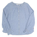 LEVI'S Womens Blue Cotton Blend Blouse Long Sleeve Round Neck XL Button Down