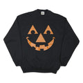 TULTEX Mens Black Orange Smile Face Sweatshirt Crew Neck XL Graphic Print
