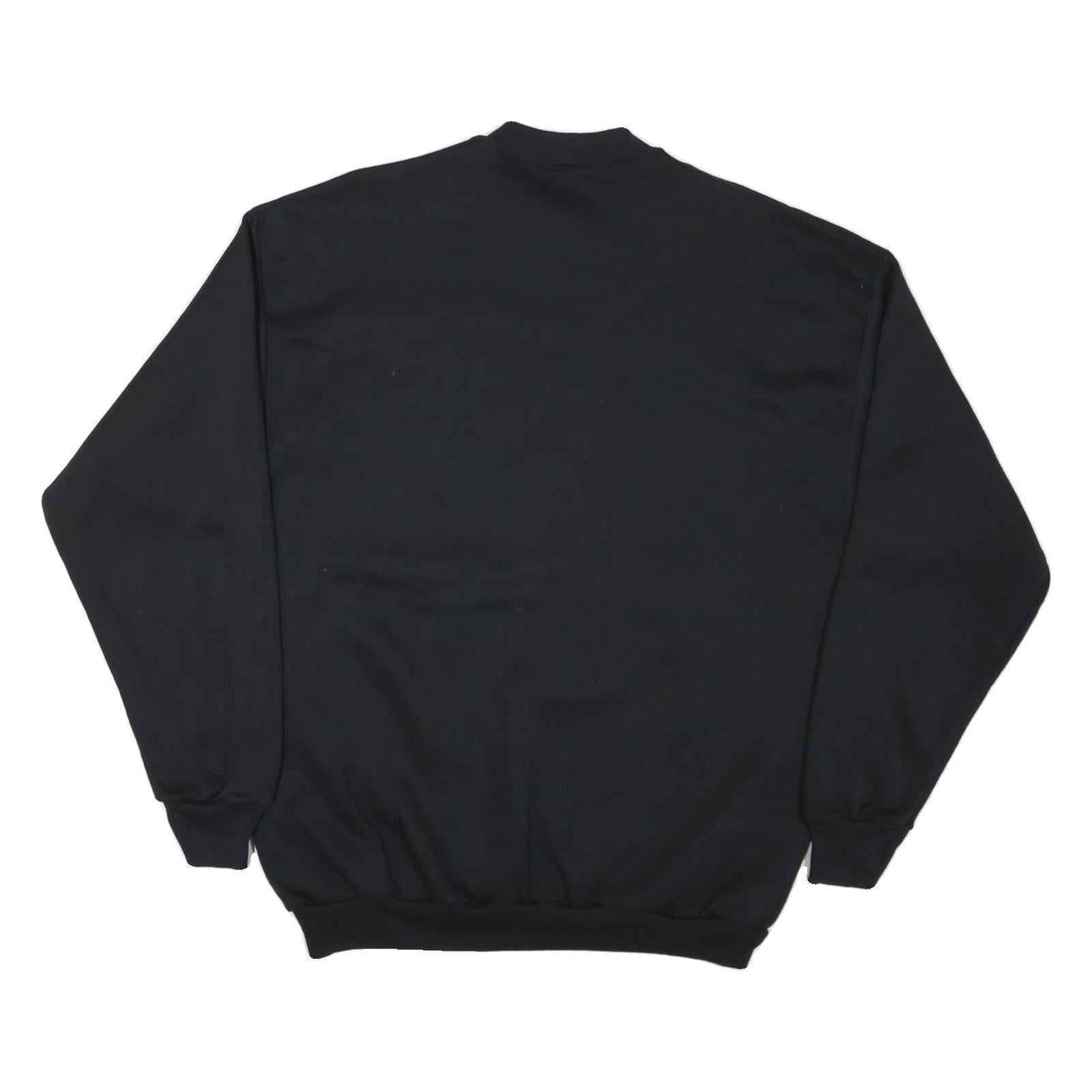 TULTEX Mens Black Orange Smile Face Sweatshirt Crew Neck XL Graphic Print