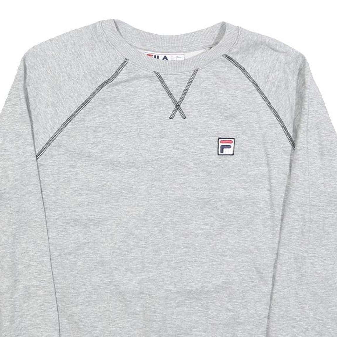 FILA Mens Grey Crew Neck S Cotton Blend Logo Sweatshirt Raglan Sleeve