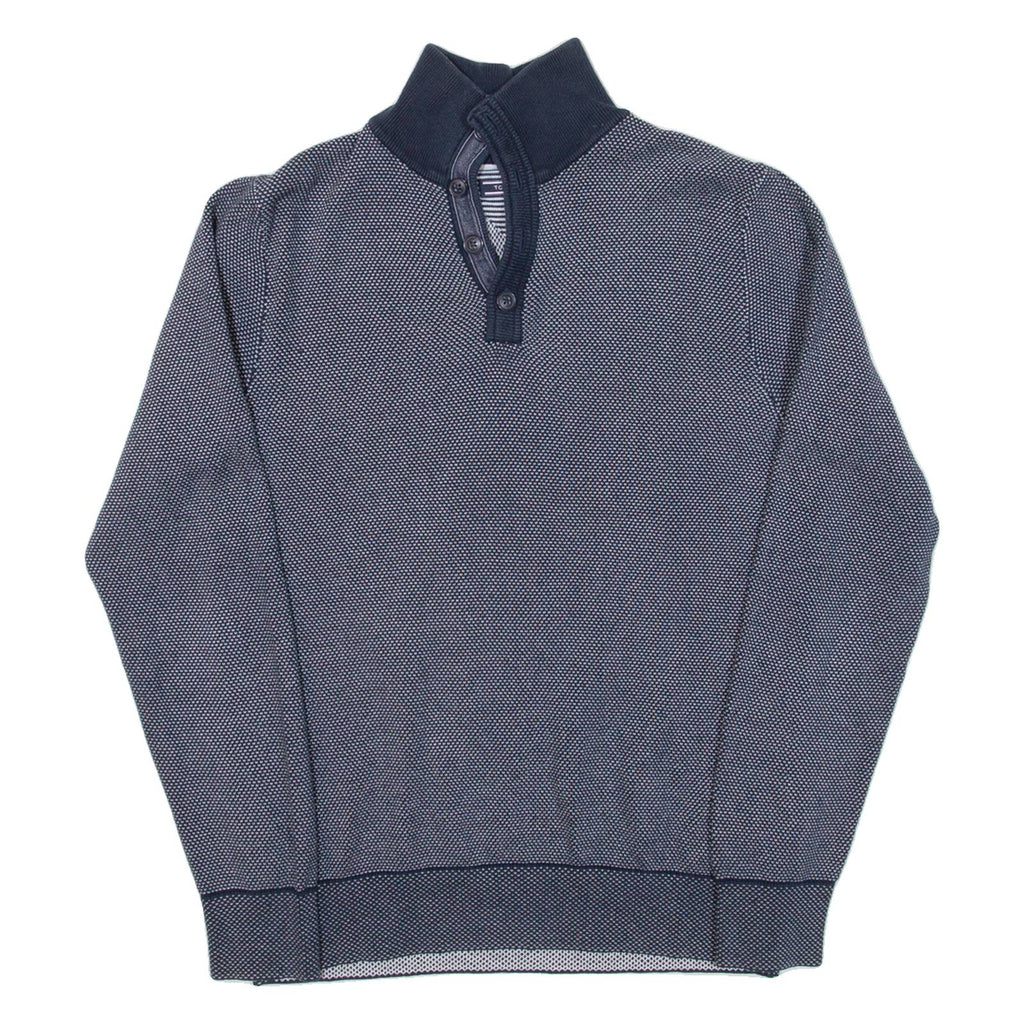 TOMMY HILFIGER Mens Jumper Blue 1/4 Zip Tight Knit S