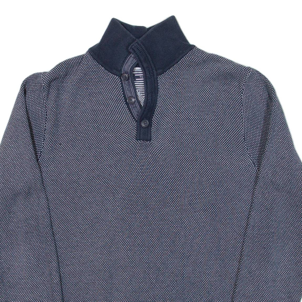 TOMMY HILFIGER Mens Jumper Blue 1/4 Zip Tight Knit S