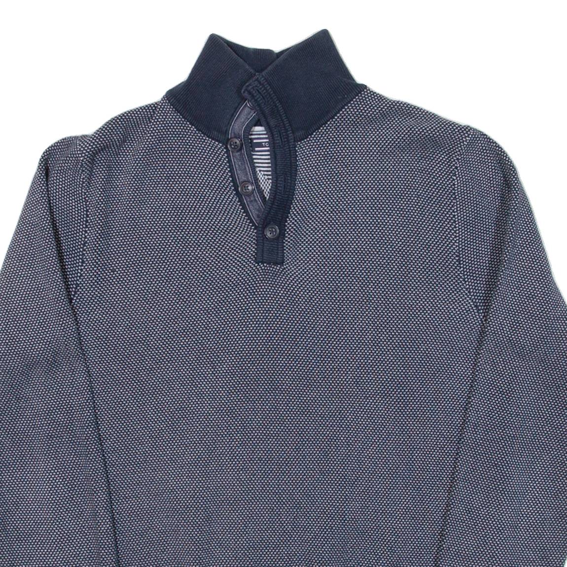TOMMY HILFIGER Mens Jumper Blue 1/4 Zip Tight Knit S
