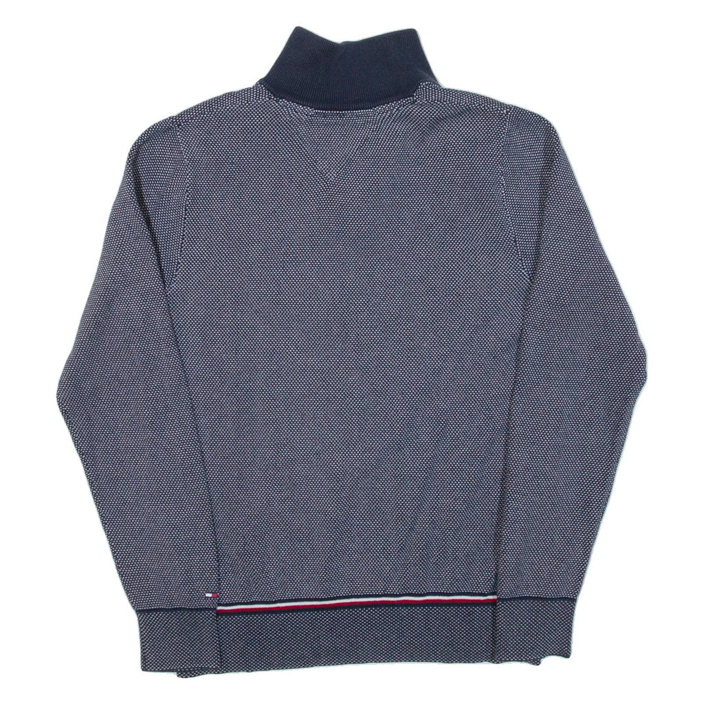 TOMMY HILFIGER Mens Jumper Blue 1/4 Zip Tight Knit S