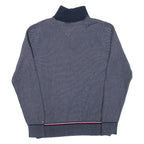 TOMMY HILFIGER Mens Jumper Blue 1/4 Zip Tight Knit S