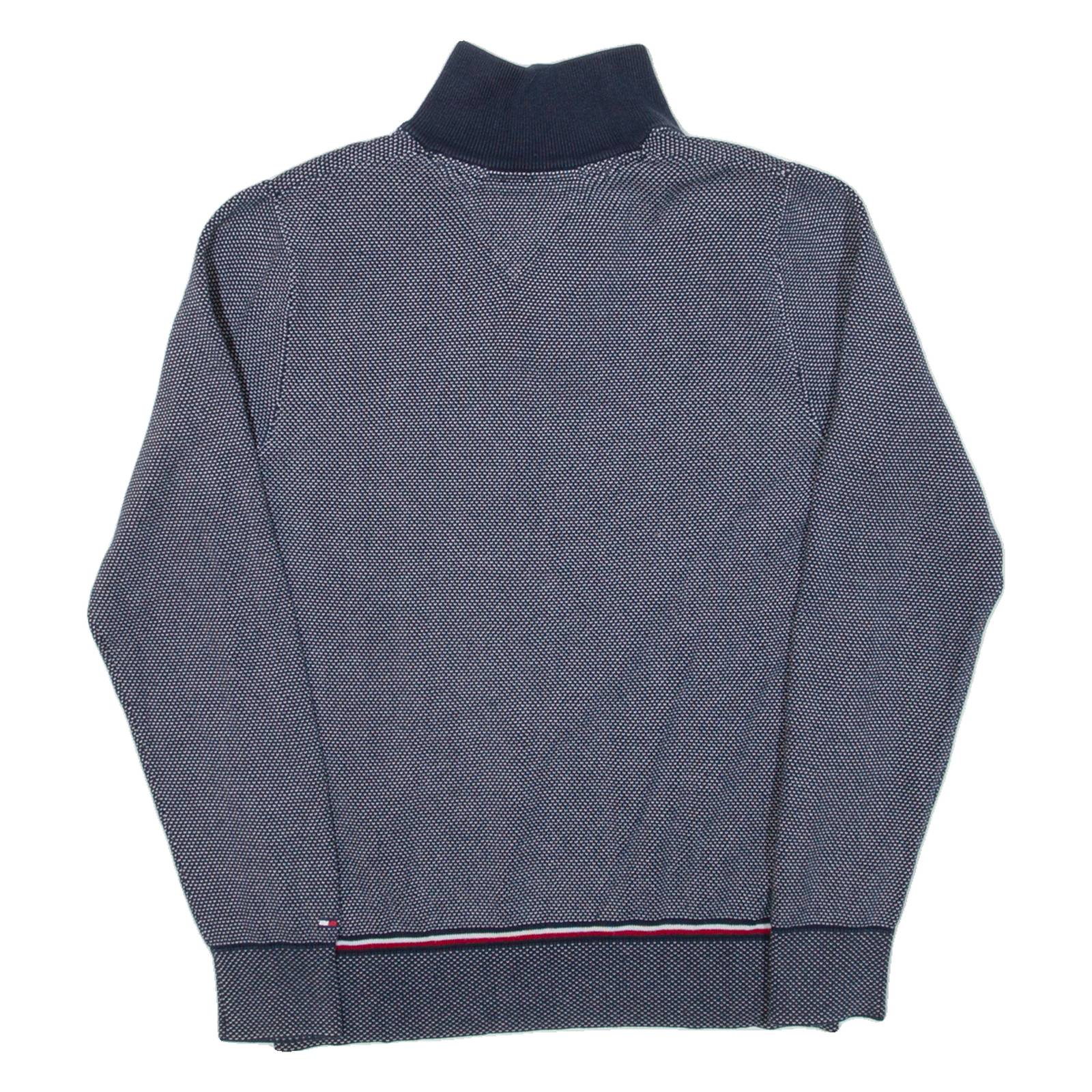TOMMY HILFIGER Mens Jumper Blue 1/4 Zip Tight Knit S
