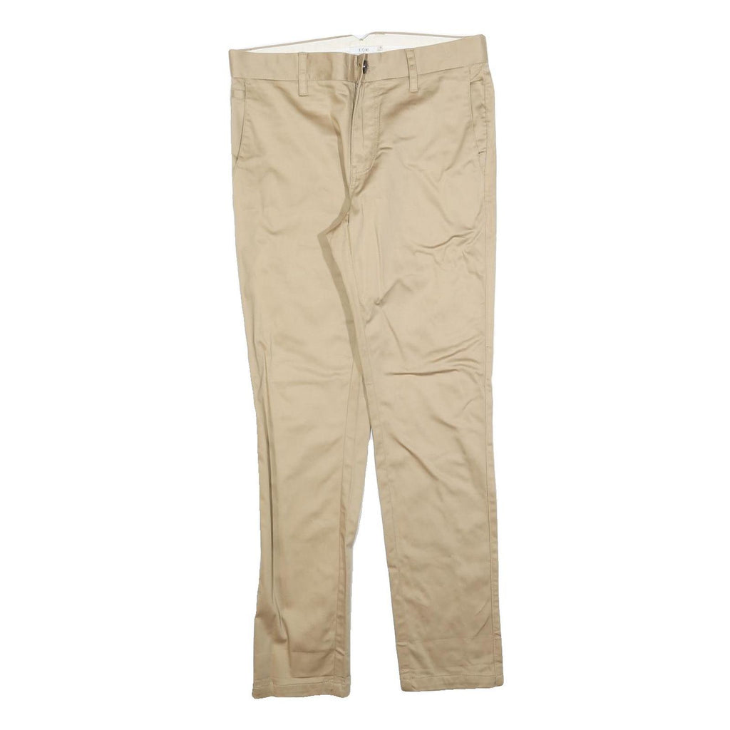 KIOMI Mens Cotton Blend Beige Slim Straight Trousers W29 L30 Classic Zip Pockets