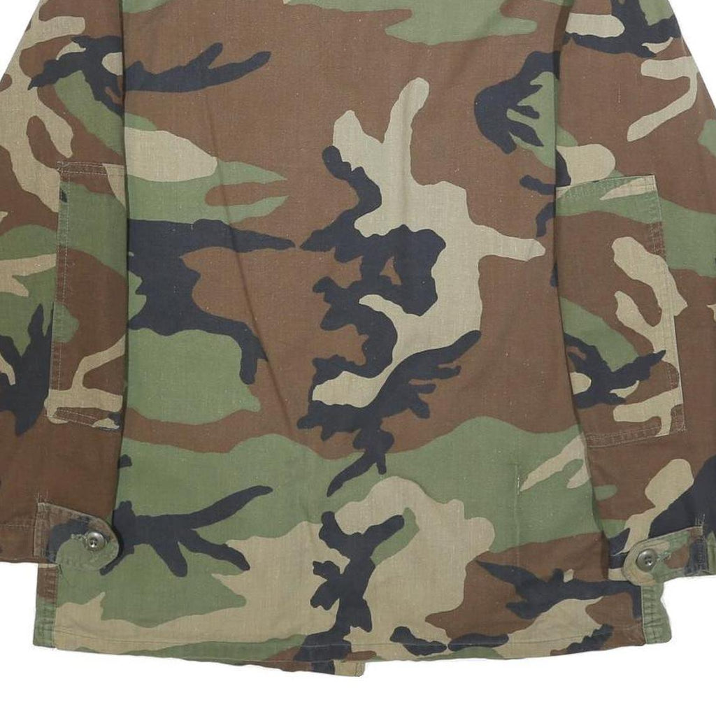 Mens Green Brown Camouflage Cotton Blend Military Style Jacket S Button