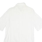 Womens White Plain Polyester Short Sleeve Collared Shirt M Casual Summer Top