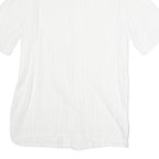 Womens White Plain Polyester Short Sleeve Collared Shirt M Casual Summer Top