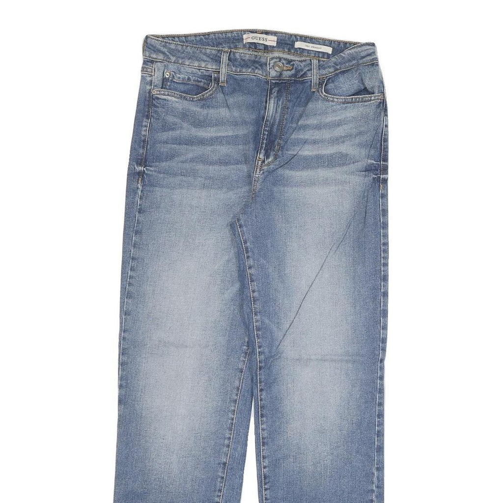 GUESS Womens Regular Fit Straight Leg Denim Blue Cotton Blend Jeans W30 L30