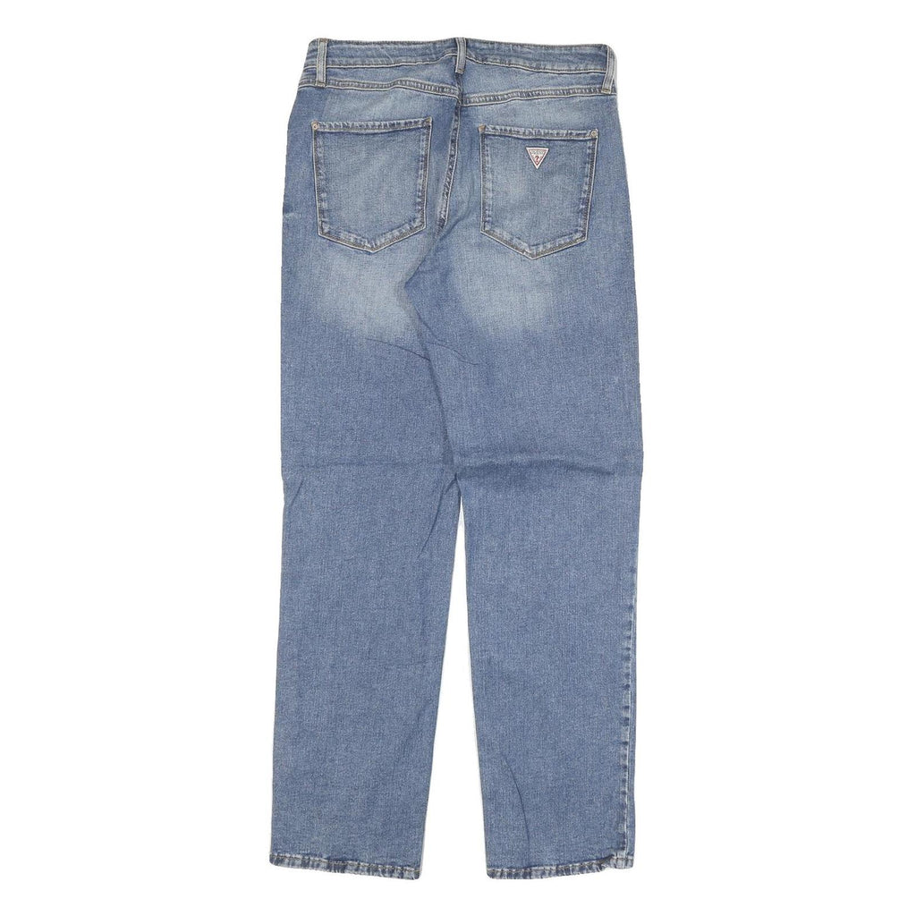 GUESS Womens Regular Fit Straight Leg Denim Blue Cotton Blend Jeans W30 L30