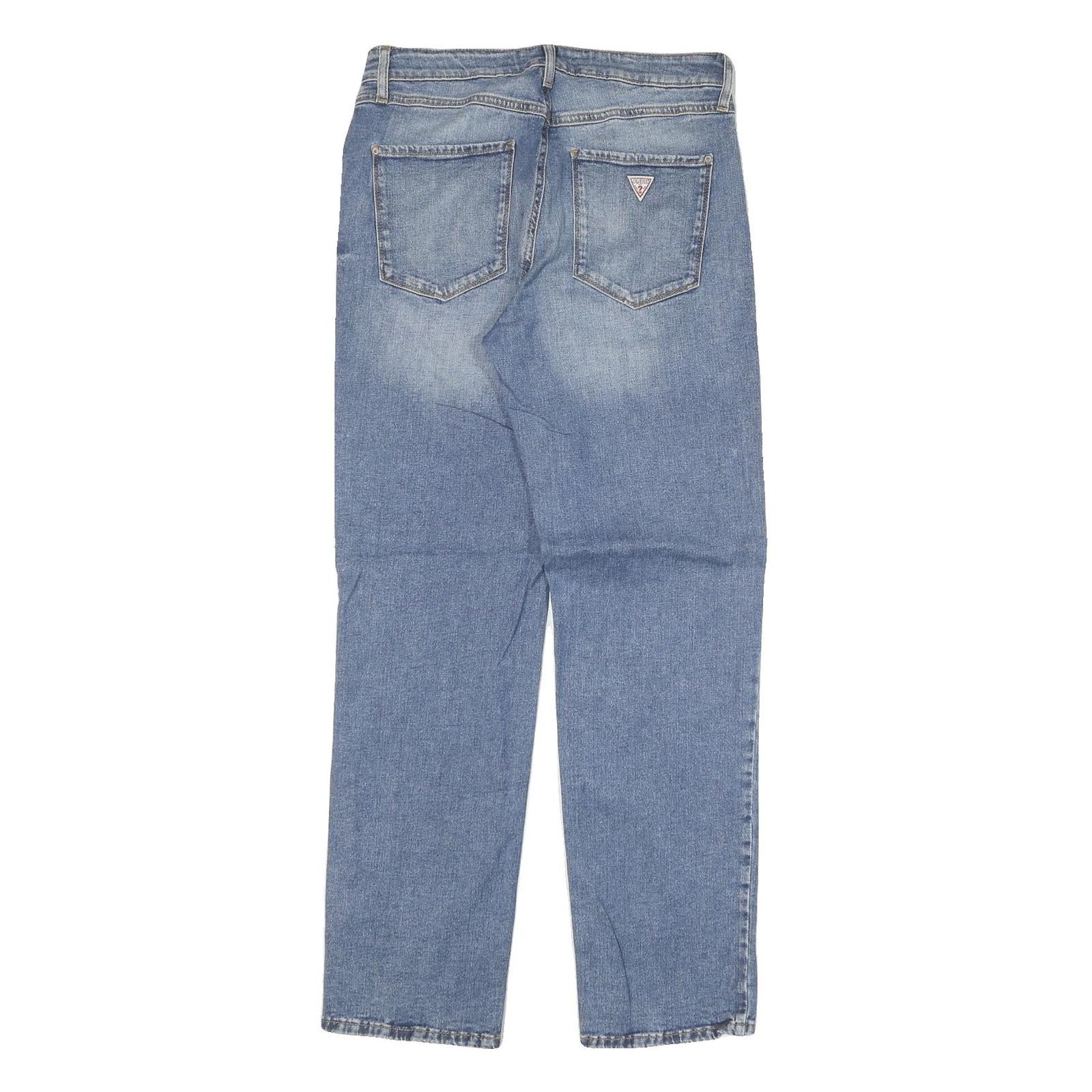 GUESS Womens Regular Fit Straight Leg Denim Blue Cotton Blend Jeans W30 L30