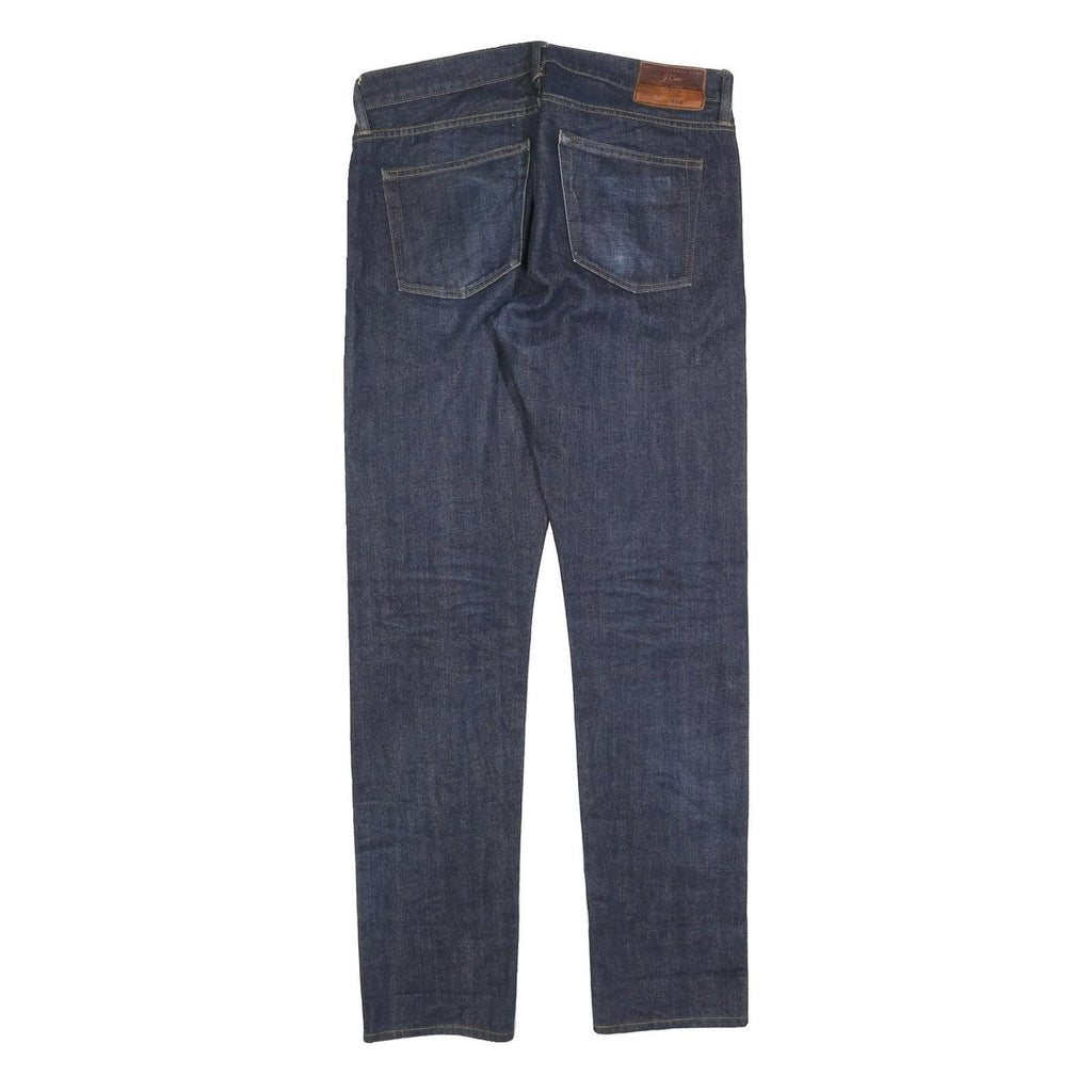 J.CREW Mens Slim Dark Blue Denim Jeans W32 L34 Button Closure Classic Fit