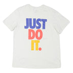 NIKE Mens White Just Do It Graphic T-Shirt L Short Sleeve Crew Neck