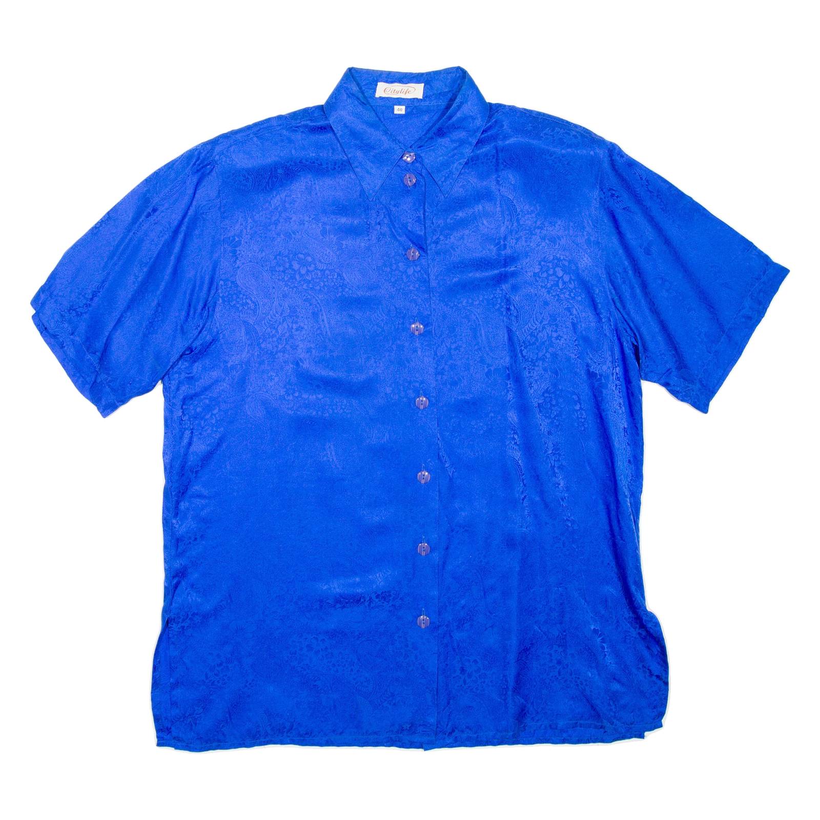 Womens Printed Shirt Blue Collared Floral L