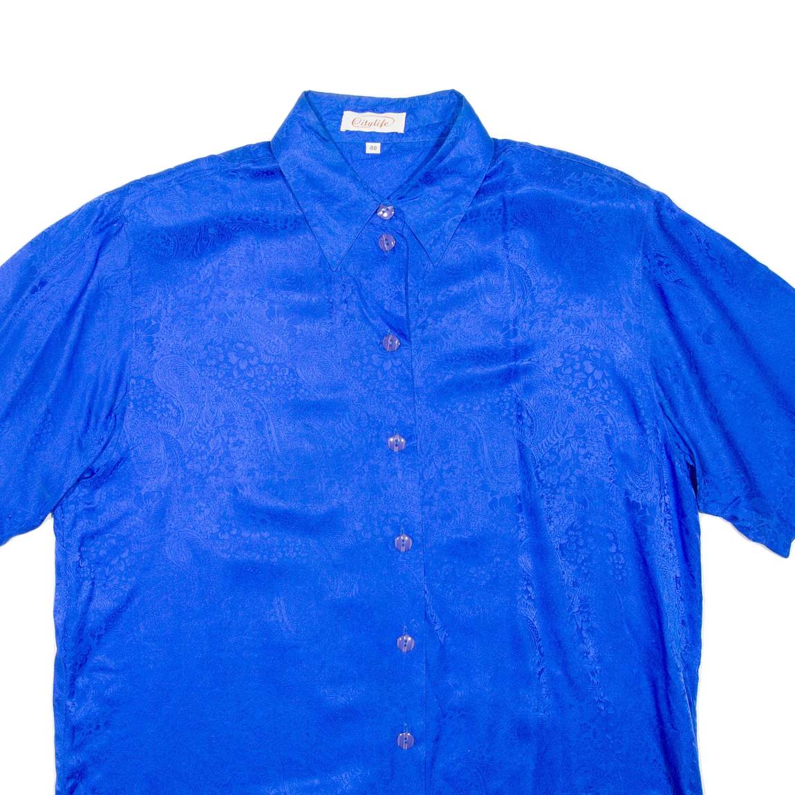 Womens Printed Shirt Blue Collared Floral L