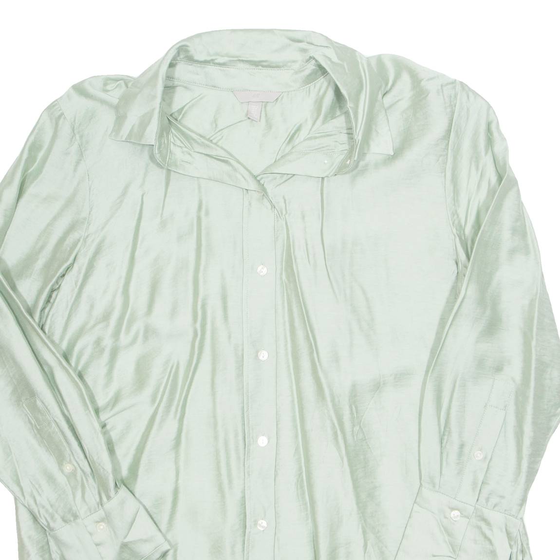 H&M Womens Shirt Green Collared Long Sleeve M