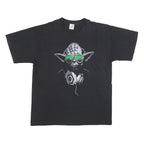 FRUIT OF THE LOOM Mens Black DJ Graphic T-Shirt L Short Sleeve Crew Neck Cool