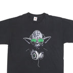 FRUIT OF THE LOOM Mens Black DJ Graphic T-Shirt L Short Sleeve Crew Neck Cool