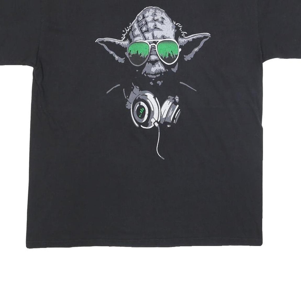 FRUIT OF THE LOOM Mens Black DJ Graphic T-Shirt L Short Sleeve Crew Neck Cool