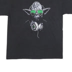 FRUIT OF THE LOOM Mens Black DJ Graphic T-Shirt L Short Sleeve Crew Neck Cool