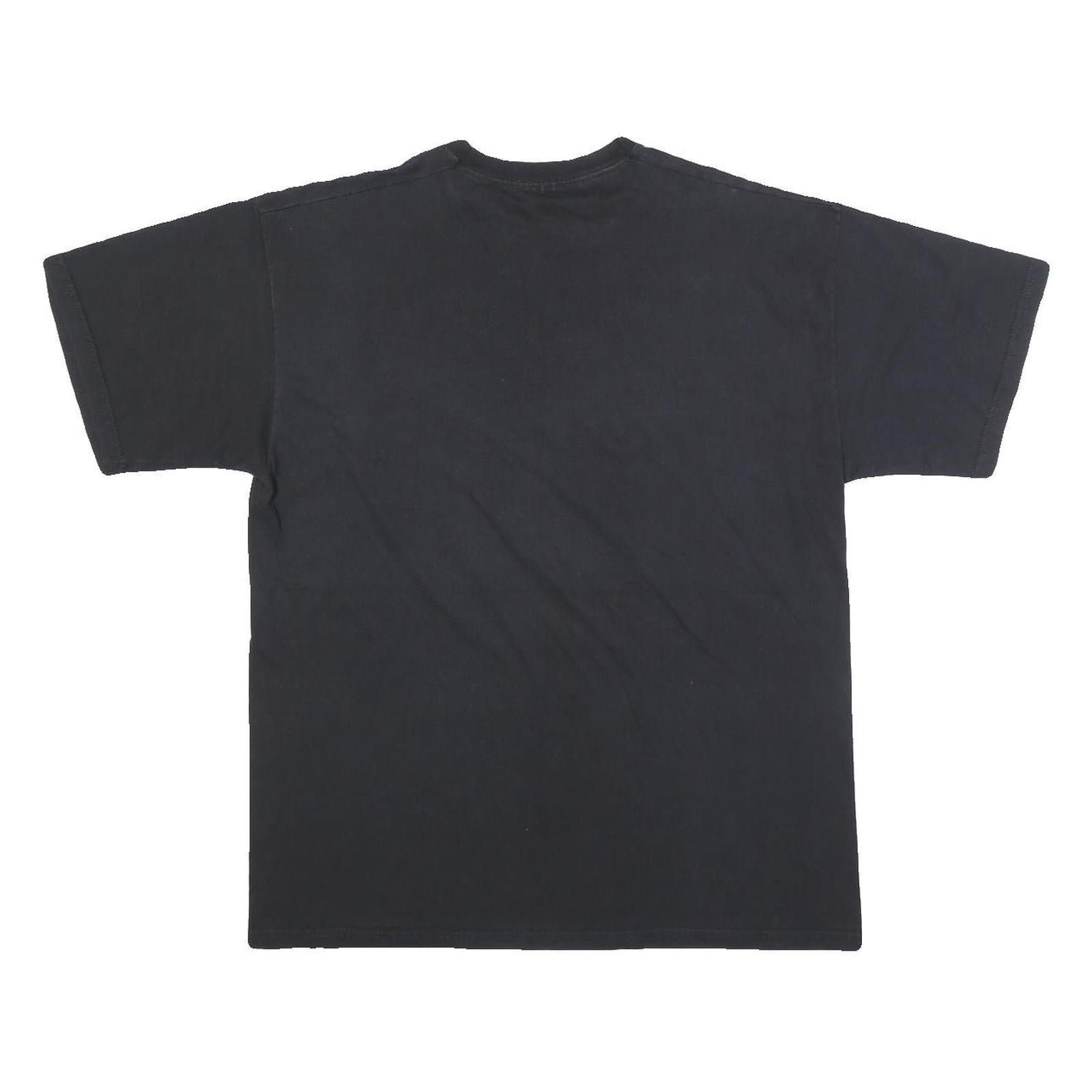 FRUIT OF THE LOOM Mens Black DJ Graphic T-Shirt L Short Sleeve Crew Neck Cool