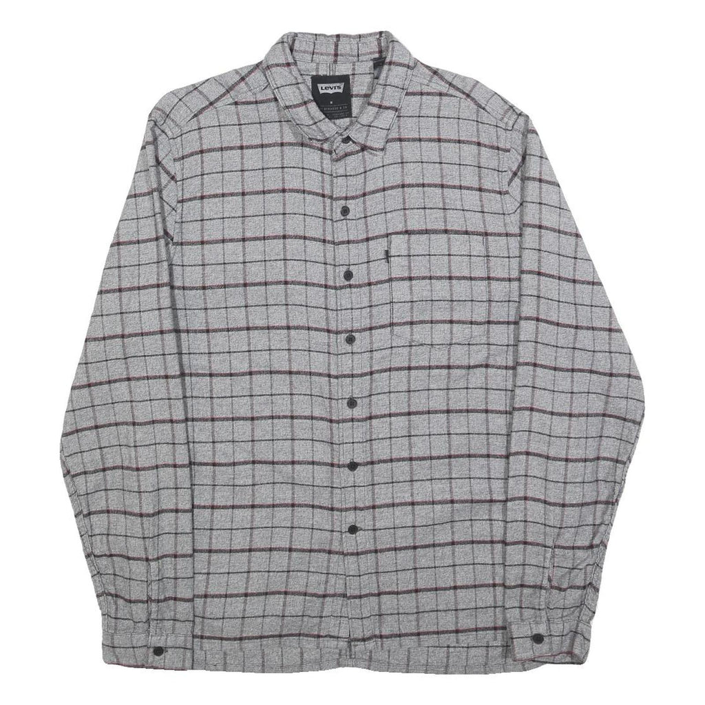 LEVI'S Mens Grey & Maroon Check Shirt M Cotton Casual Button-Up