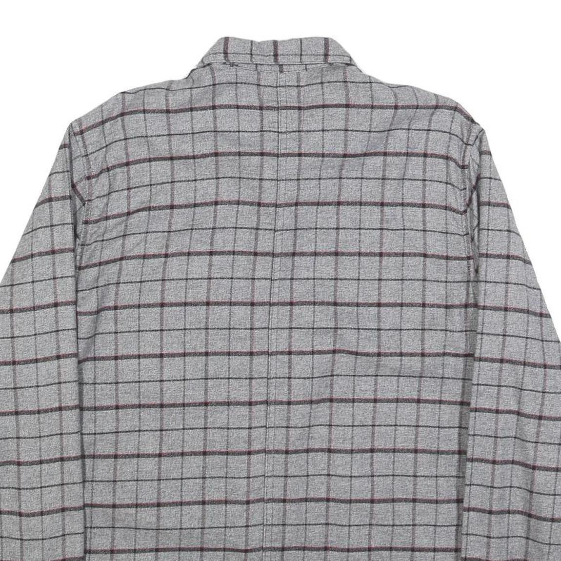 LEVI'S Mens Grey & Maroon Check Shirt M Cotton Casual Button-Up