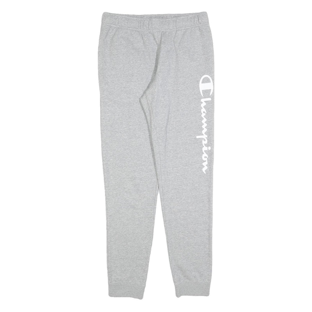 CHAMPION Mens Joggers Grey S W28 L30 Cotton Slim Tapered Logo Print