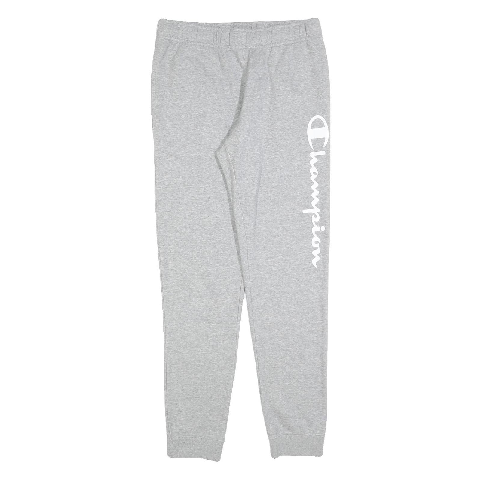 CHAMPION Mens Joggers Grey S W28 L30 Cotton Slim Tapered Logo Print