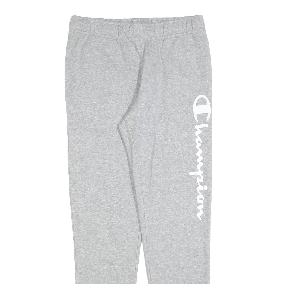 CHAMPION Mens Joggers Grey S W28 L30 Cotton Slim Tapered Logo Print