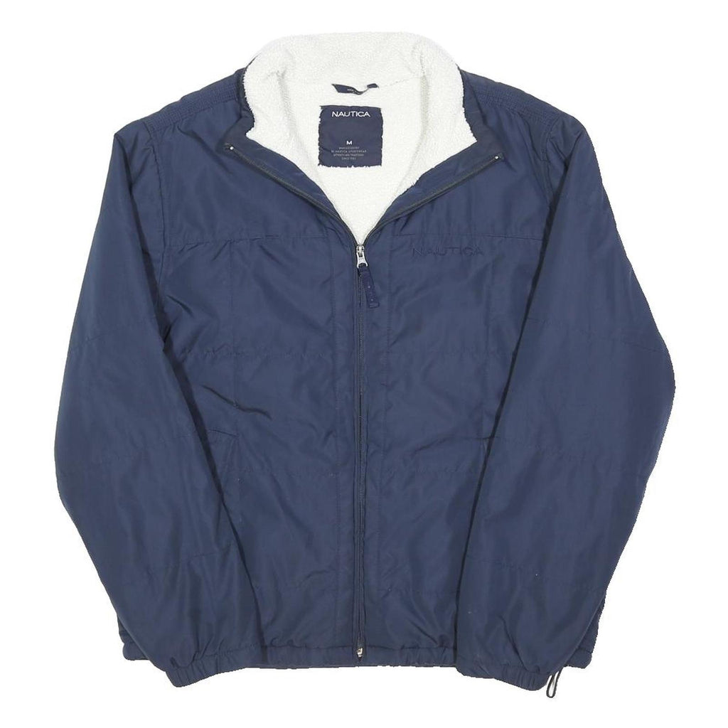 NAUTICA Mens Blue Jacket L Polyester Blend Plain Zip Lightweight