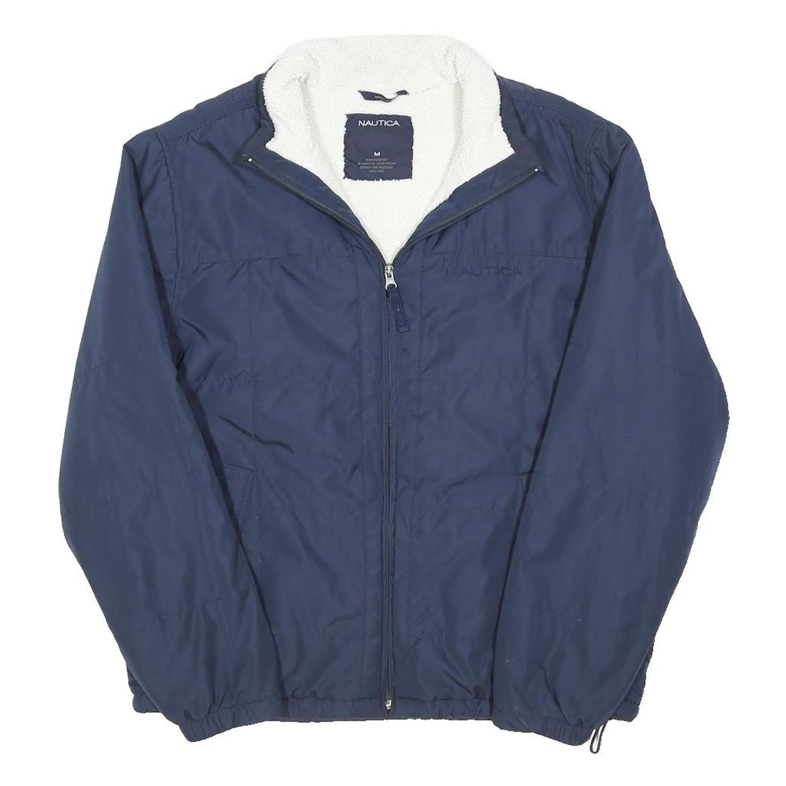 NAUTICA Mens Blue Jacket L Polyester Blend Plain Zip Lightweight