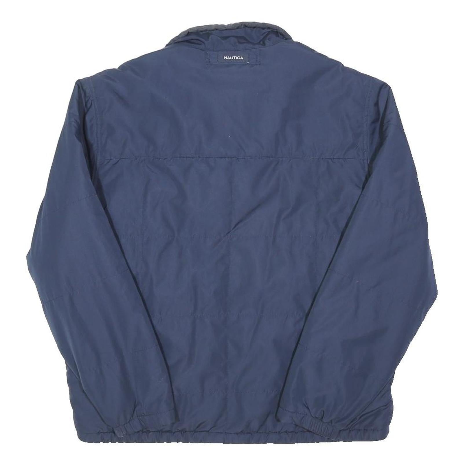 NAUTICA Mens Blue Jacket L Polyester Blend Plain Zip Lightweight