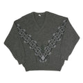 N/A Mens Grey V Patterned V-Neck Basic Knit Jumper XL Cotton Blend Classic