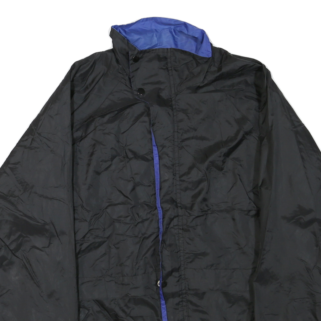 Mens Black & Blue Outdoor Jacket M Polyester Blend Microfibre Plain Zip Stand-Up